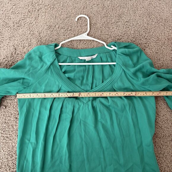 Diane Von Furstenberg Green Silk Chiffon Cahil Pintuck Blouse Career Fairy Large - Picture 11 of 11